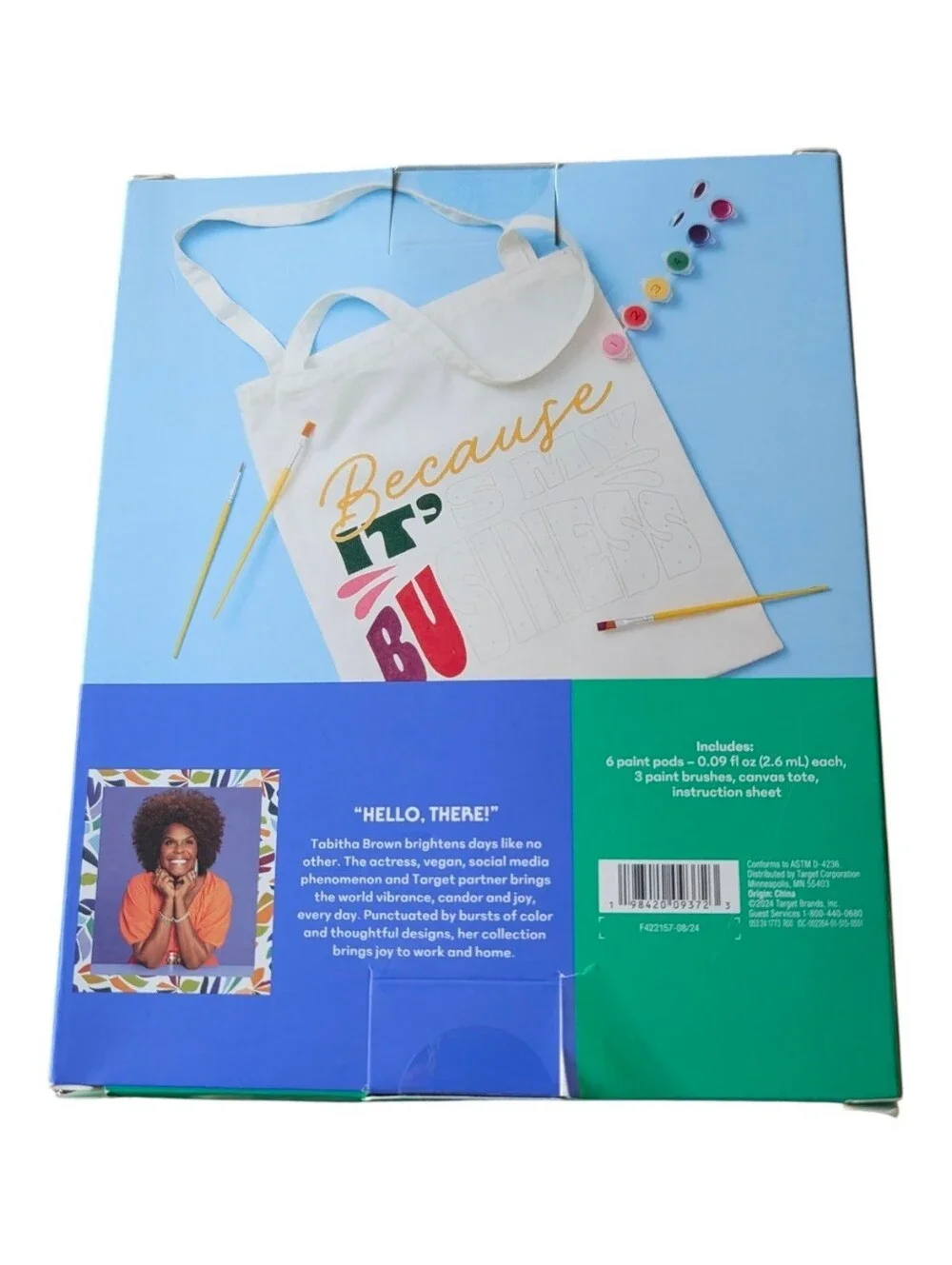 Tabitha Brown X Target Paint By Number DIY Because It's My Business Tote Bag Kit